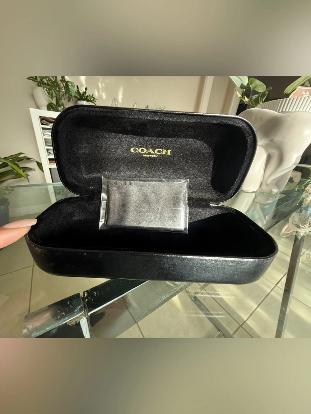 Coach Black Glasses Case with branded cleaning cloth